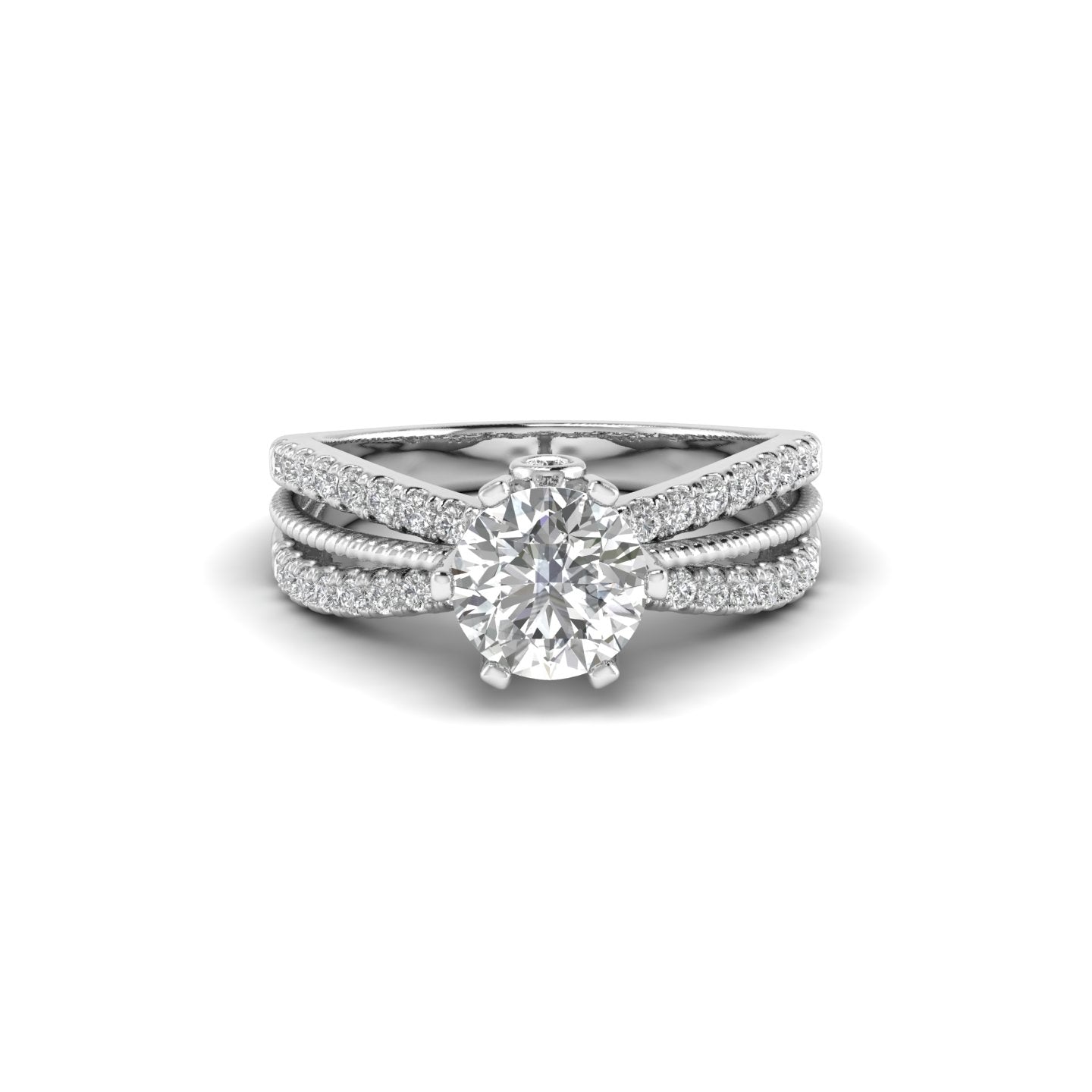 White Gold Studded 1.51 Carat Lab Grown Diamond Ring-F Color VS2 Clarity.